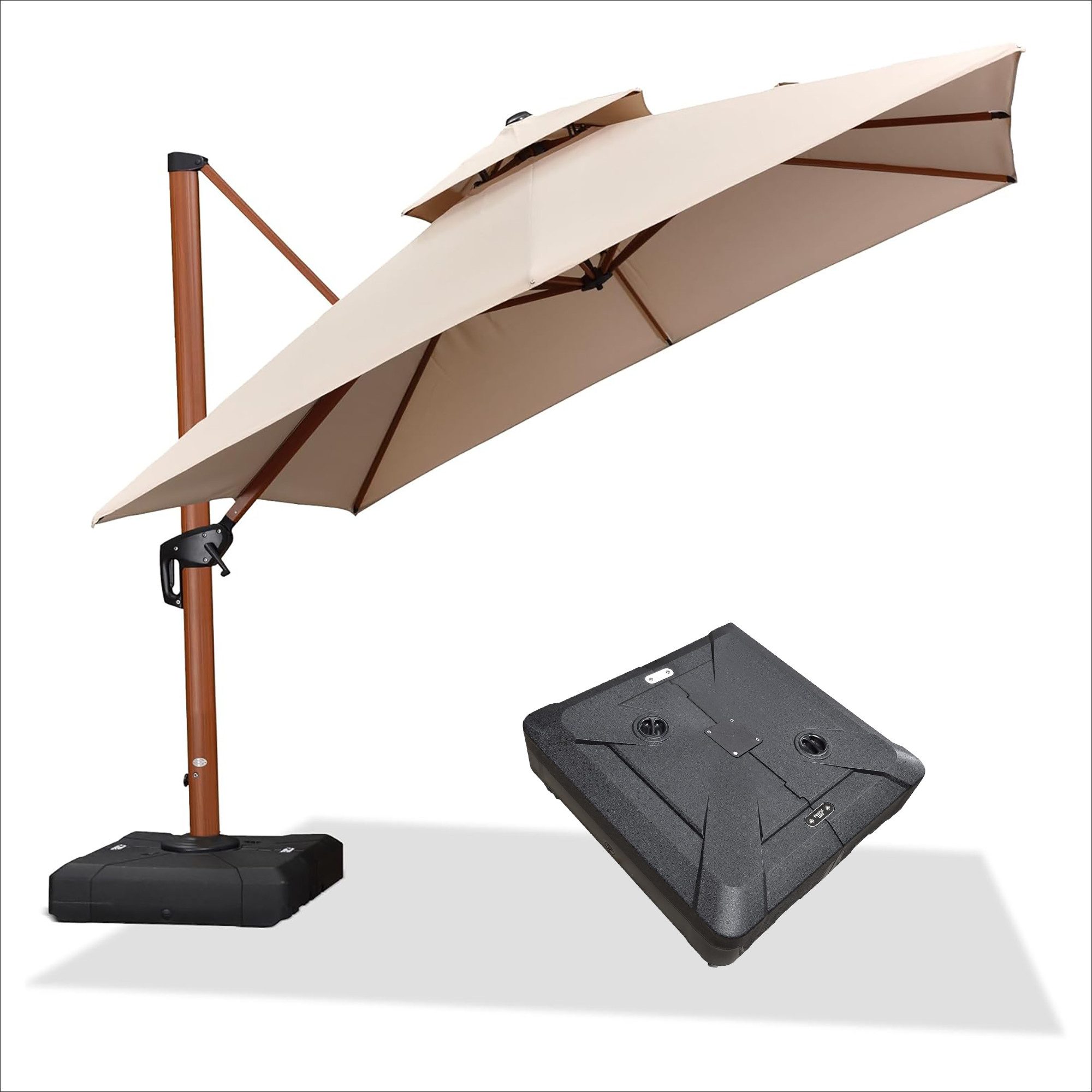 PURPLE LEAF Ampelschirm Außenbereich Holzoptik Sonnenschirm, günstig online kaufen