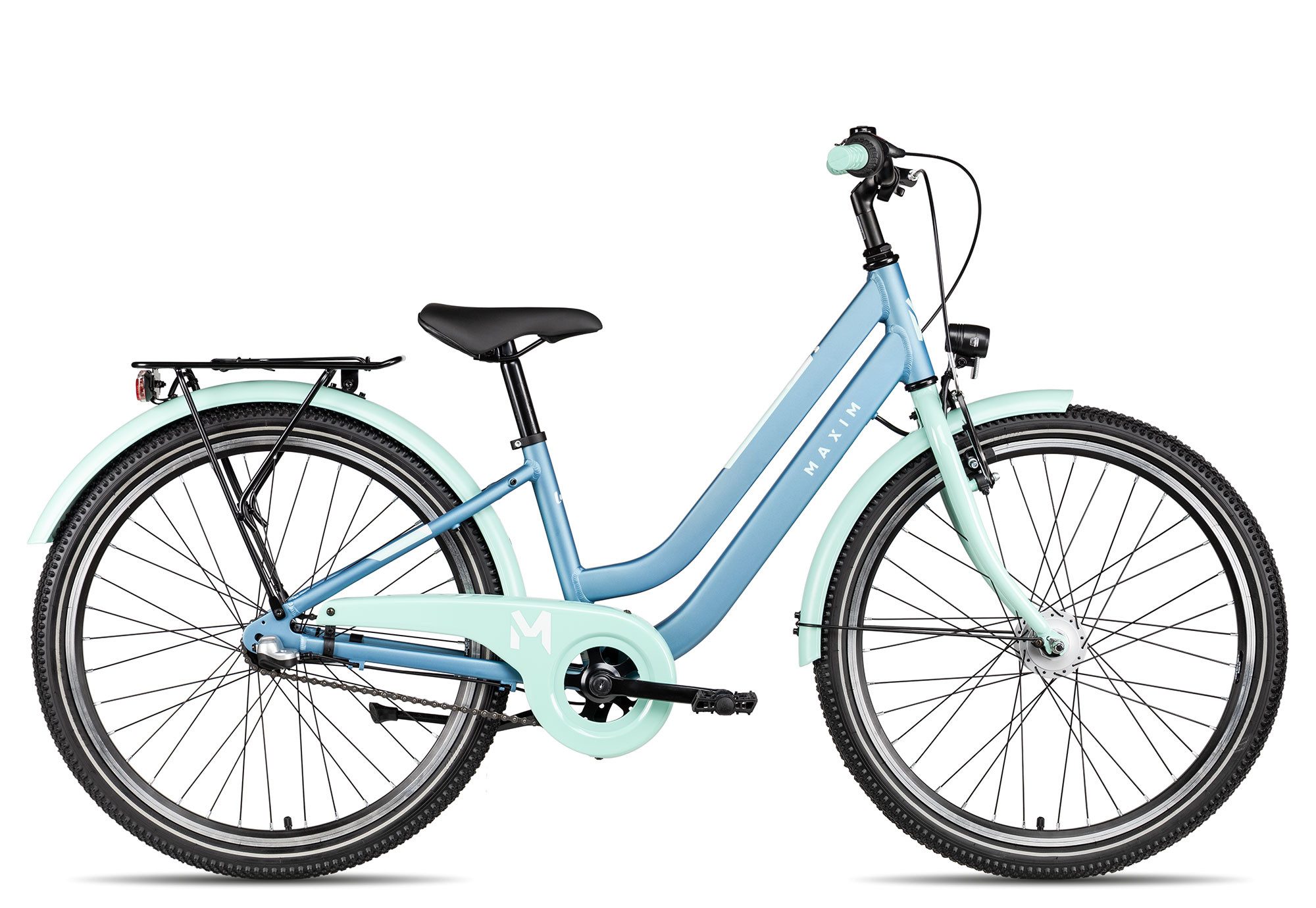 Maxim Kinderfahrrad Luna 24-3 Nexus, 3 Gang Shimano Nexus SG-3C41 Schaltwerk, Nabenschaltung Rücktritt, Straßenausstattung blau
