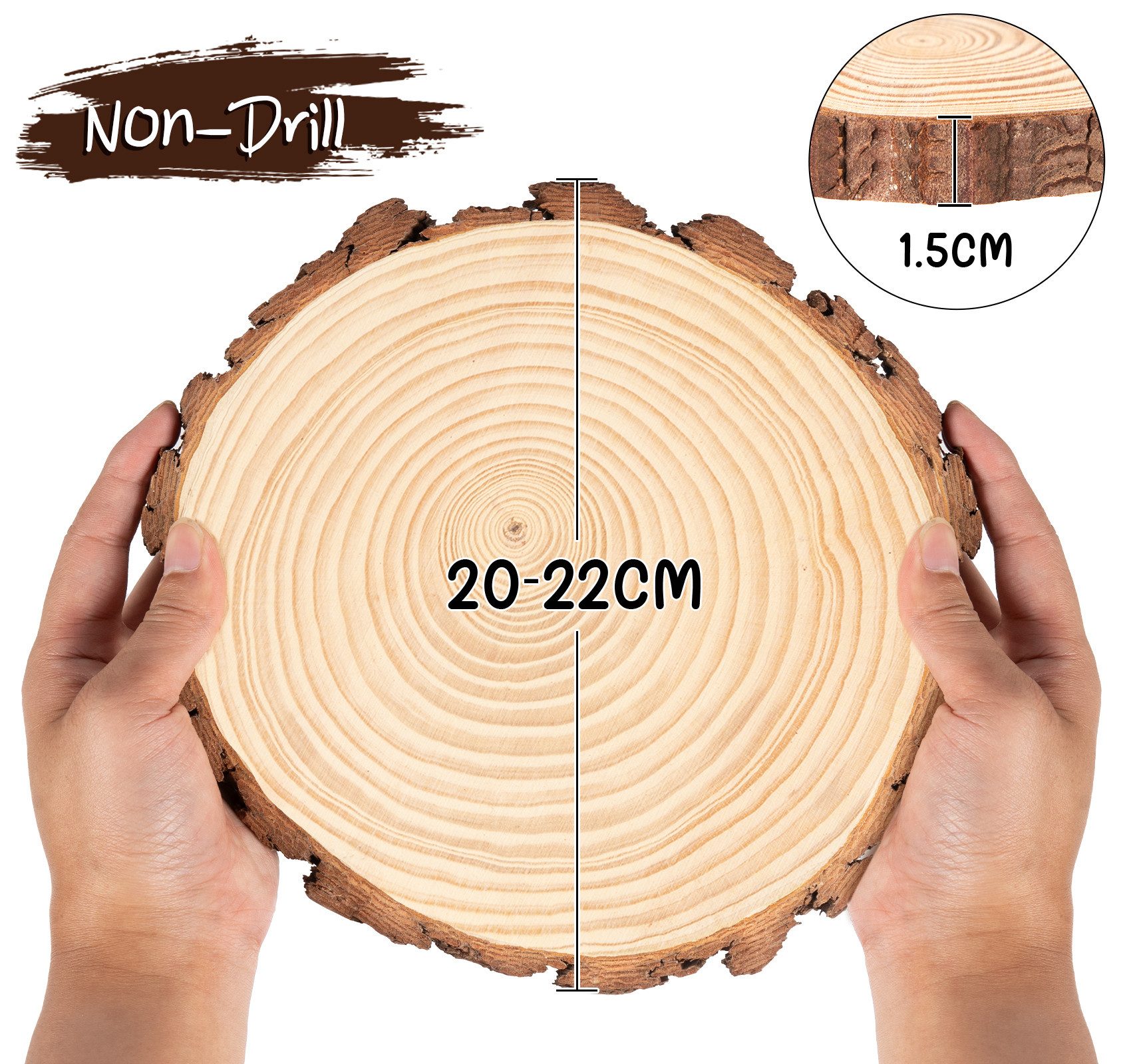 ElitVita Rindenscheiben Holzscheiben Baumscheiben, Ø10-28cm, Holzscheiben zum Basteln, (6-tlg), Runde holzscheiben für DIY Handwerk Hochzeit Dekoration