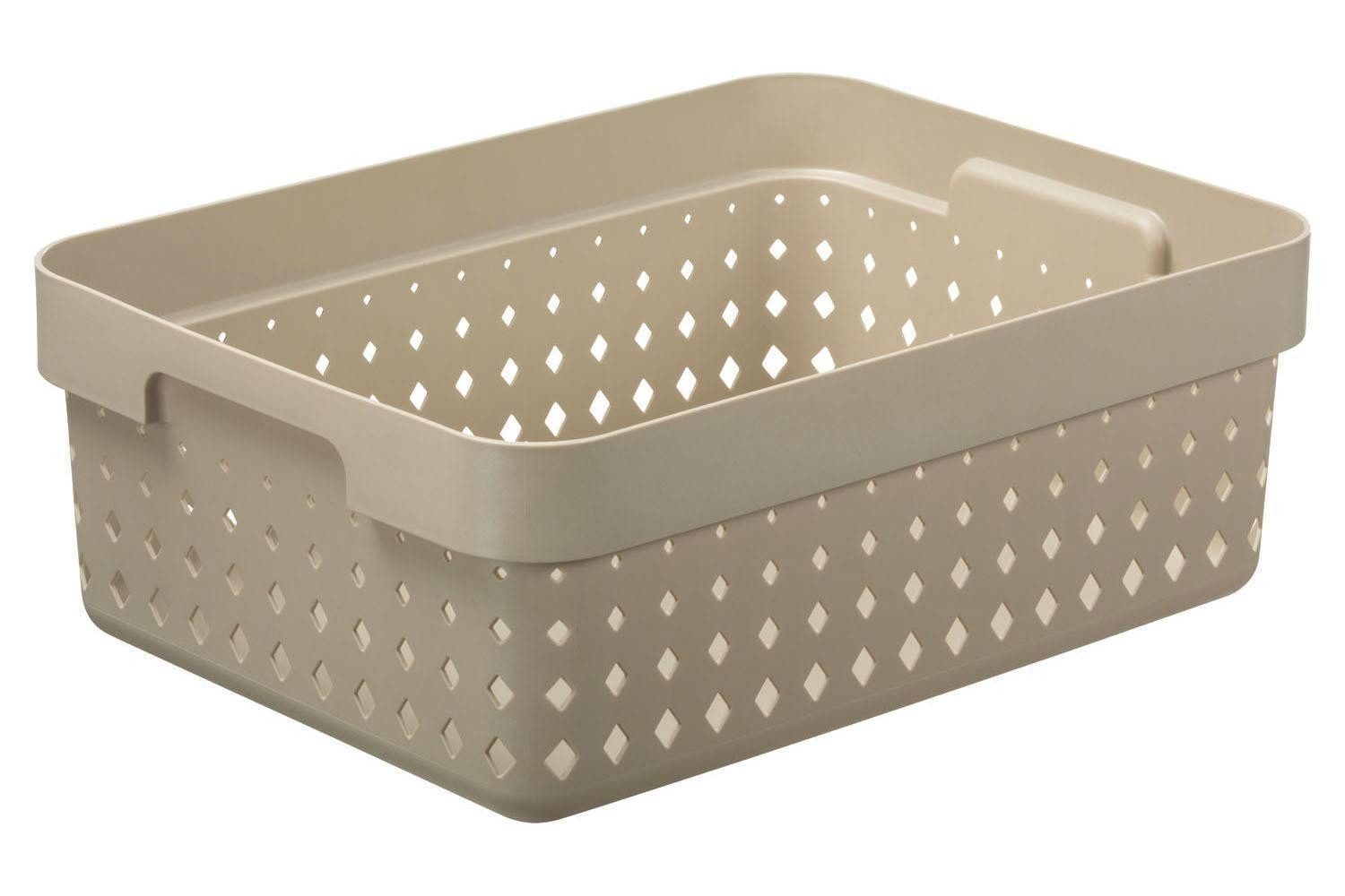 Plast Team Aufbewahrungsbox SEOUL, B 35,7 x H 13,1 cm, Beige, Kunststoff, Stapelbar, mit Diamantlochung