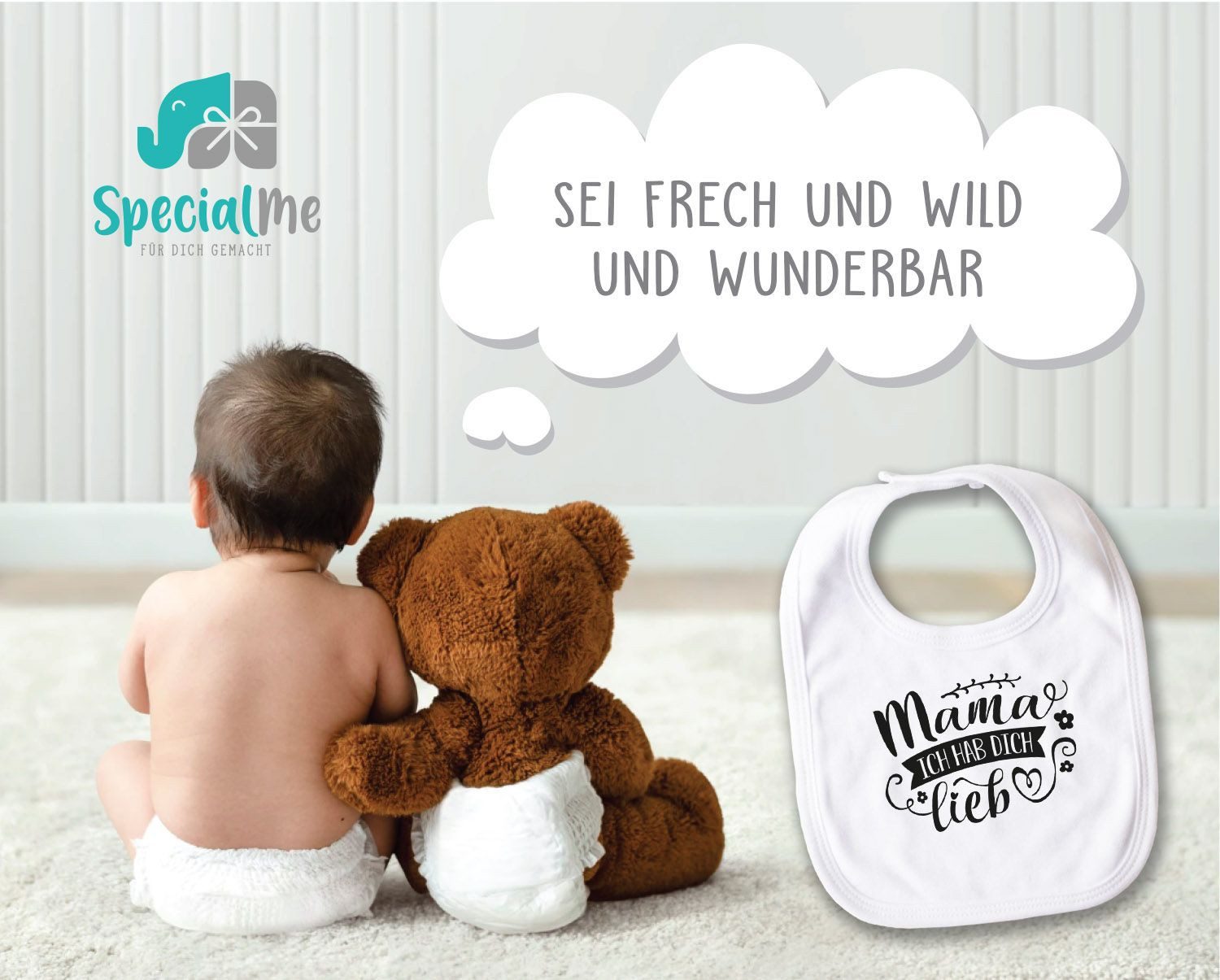SpecialMe Lätzchen Baby Lätzchen Ich hab dich lieb Geschenk für Mama Muttertag