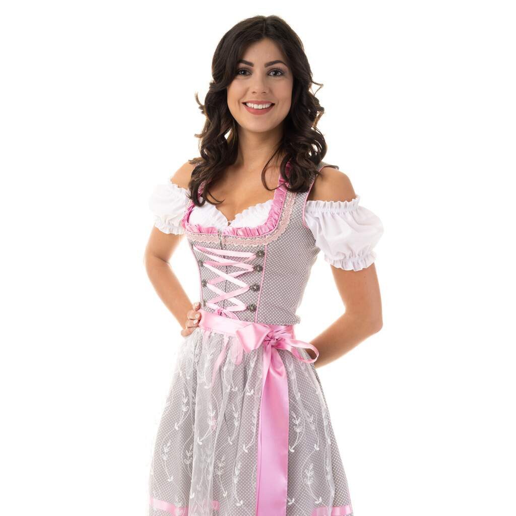 Trachtl Dirndl DIRNDL TRACHTENKLEID DAMEN NICOLE 3.TLG Grau 44 günstig online kaufen