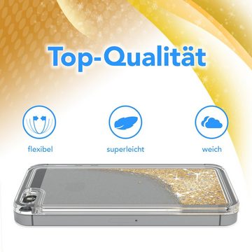 EAZY CASE Handyhülle Glittery Case für iPhone SE 2016, iPhone 5/5S 4,0 Zoll, Durchsichtig Back Case Handy Softcase Silikonhülle Glitzer Cover Gold