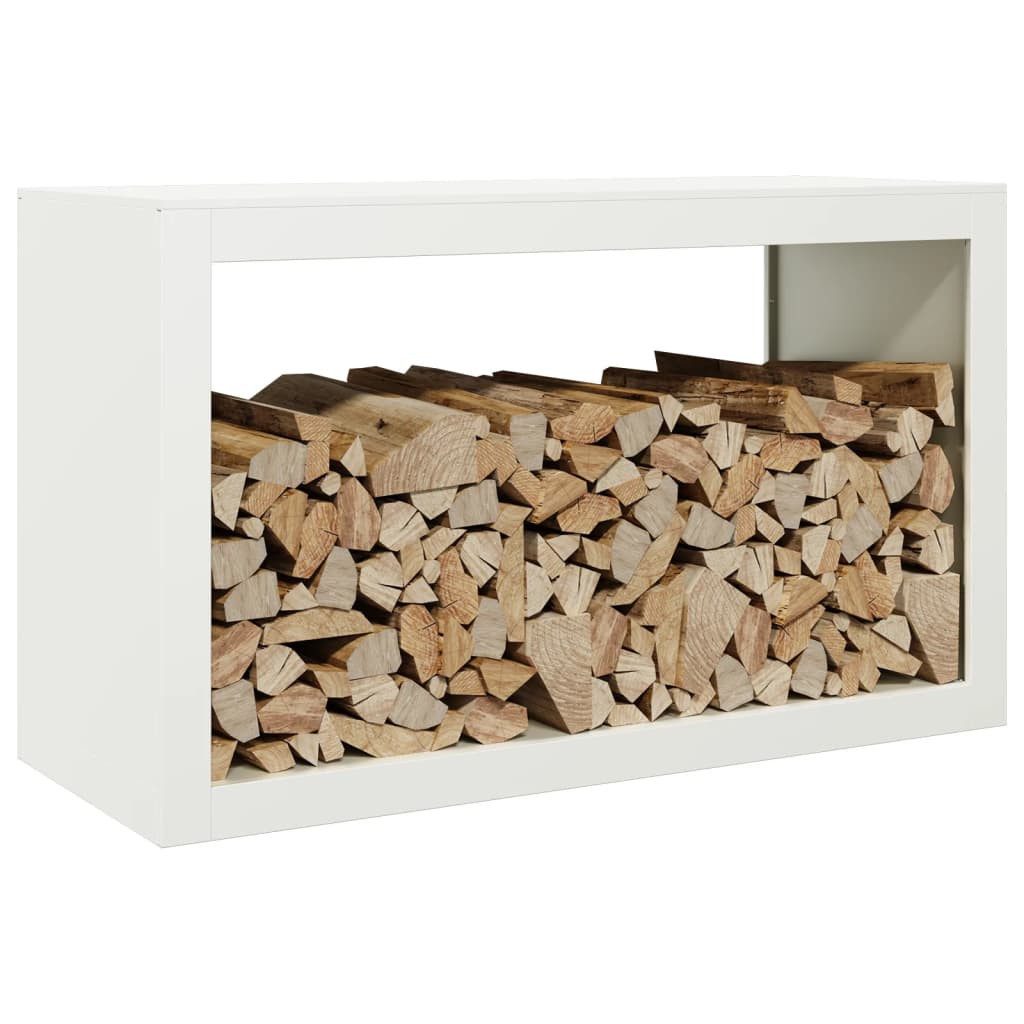 vidaXL Kaminholzregal Holzlagerplatz Brennholzregal Weiß 100x40x60 cm Stahl, BxTxH:0x0x0 cm
