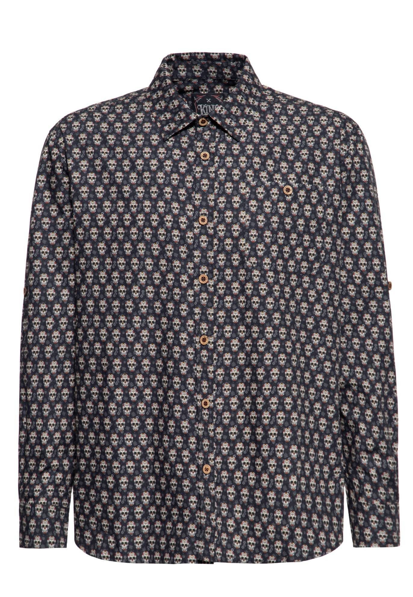 KingKerosin Kurzarmhemd Calavera mit Allover-Design