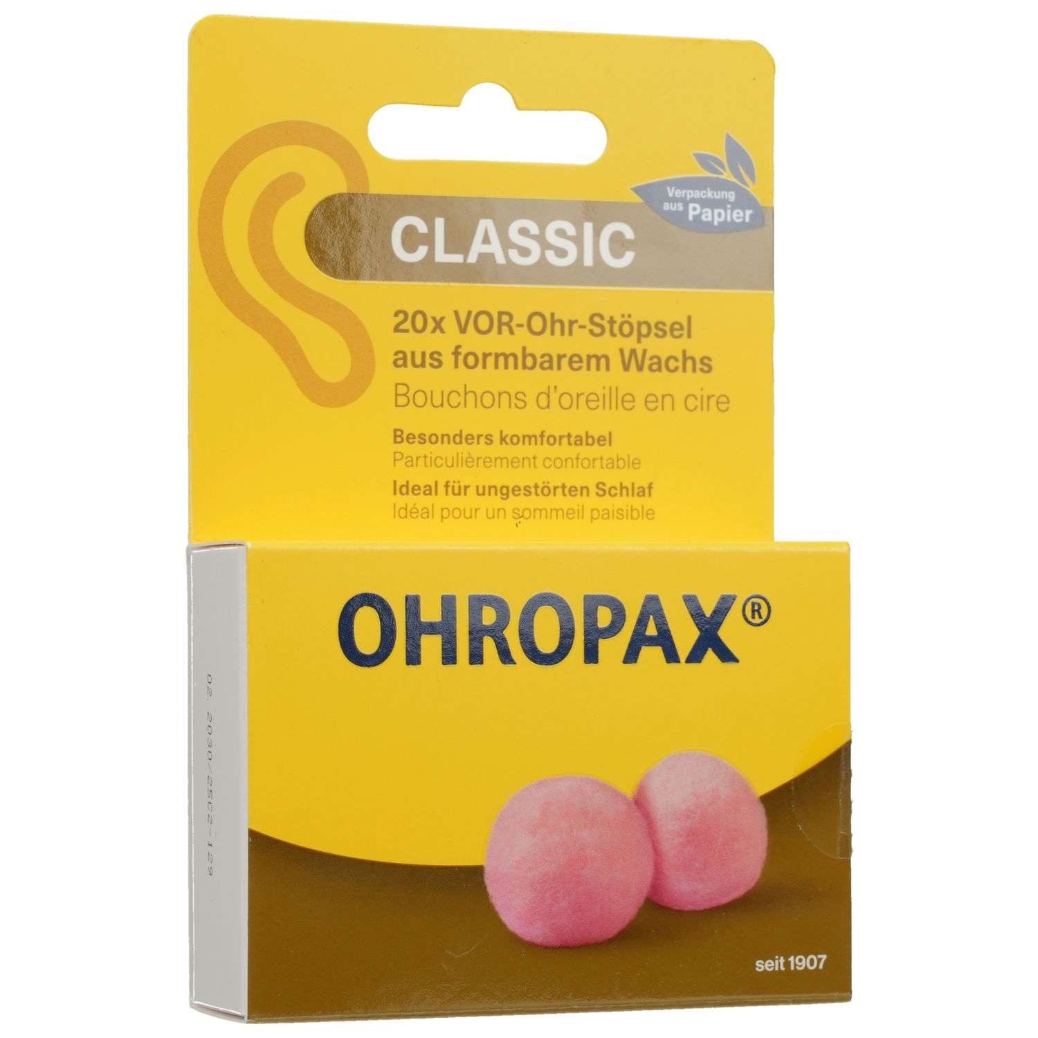 OHROPAX Gehörschutzstöpsel OHROPAX Classic Wachs Vor-Ohr Stöpsel