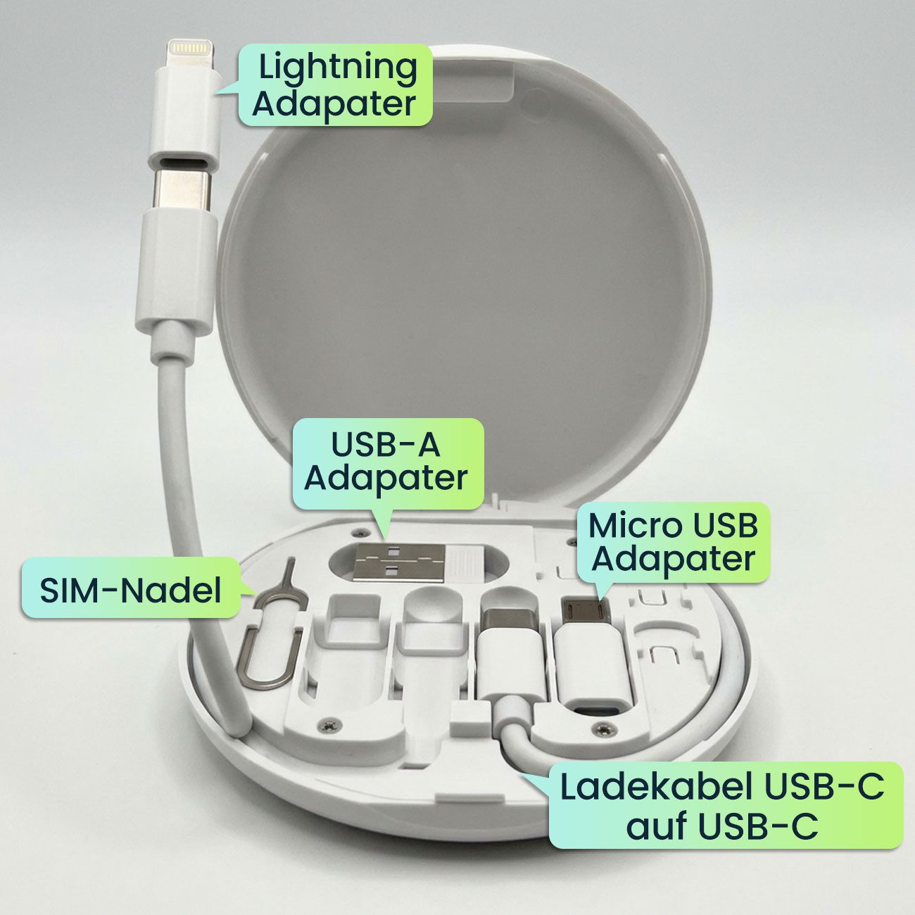 shop'n smile ideoon Multi-Ladekabel-Set: USB-Ladeadapter, universell & schnell USB-Kabel, Ladegerät für alle Smartphones & Tablets – Bild 3 von 5