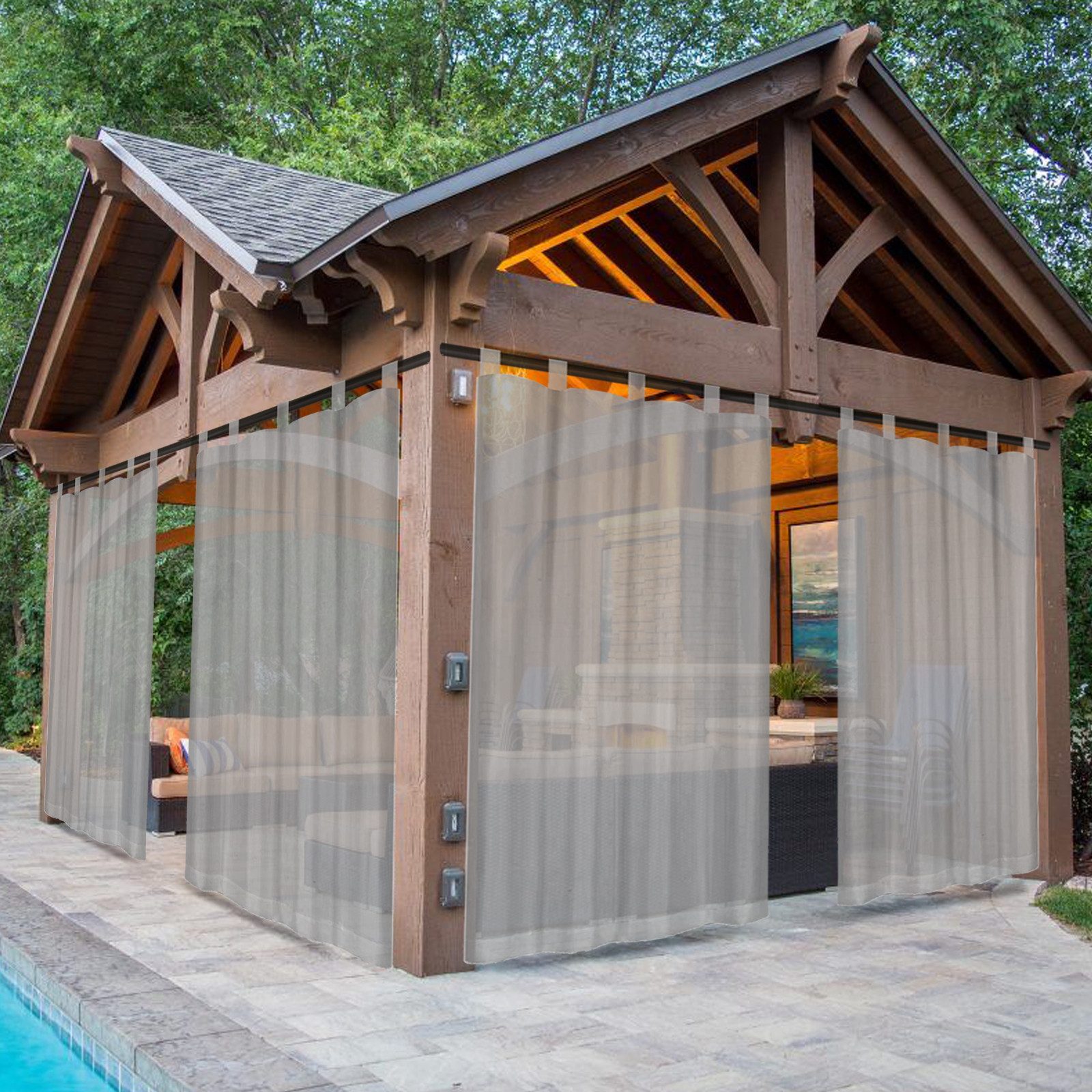 BTTO V&G Outdoorvorhang Wasserdichter Gardinen,Transparenter Balkon günstig online kaufen