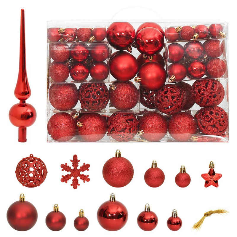 vidaXL Christbaumschmuck 111-tlg. Weihnachtskugel-Set Rot Polystyrol (111-tlg)