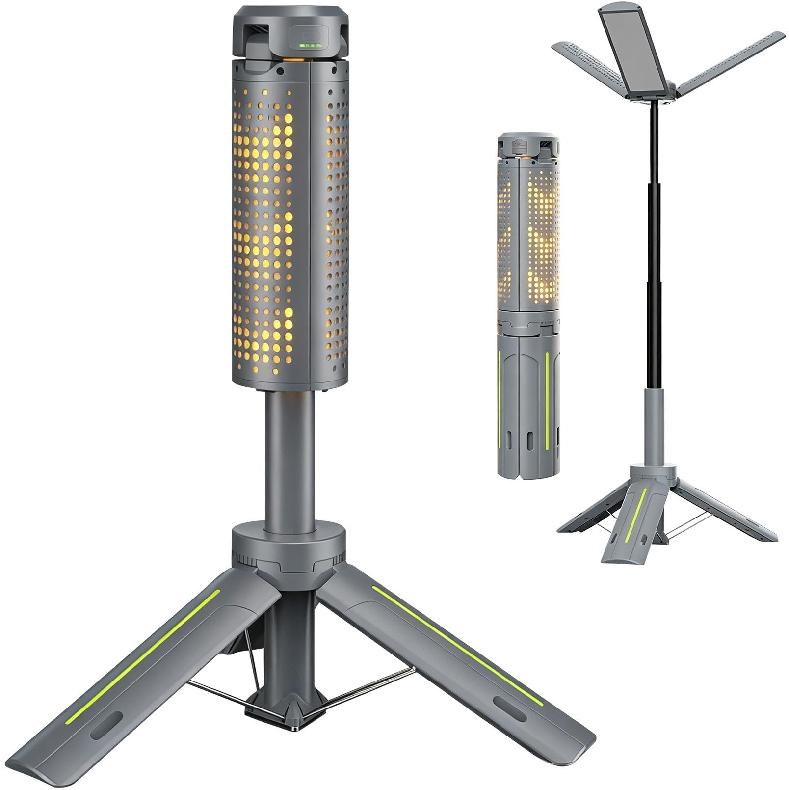 Topcony LED Taschenlampe Campinglampe, Faltbare Camping Laterne, Tragbare Taschenlampe, IPX5 (3 Farbtemperaturen, 720° Verstellbar, Powerbank, 1-St., LED Camping Laterne mit Stativ, Dimmbar), für Outdoor, Angeln, Werkstatt