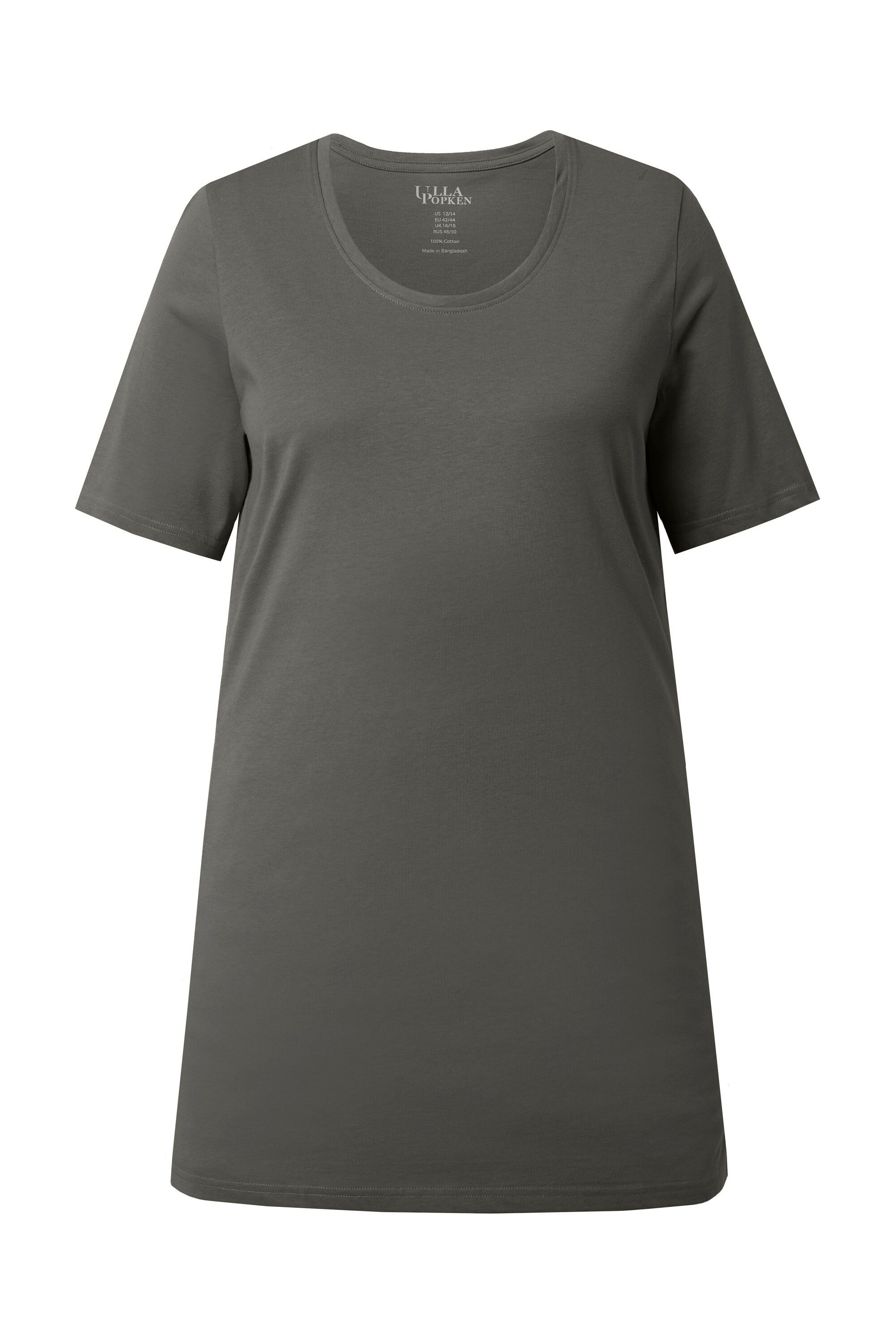 Ulla Popken Longshirt Longshirt A-Linie Rundhalsausschnitt Halbarm günstig online kaufen