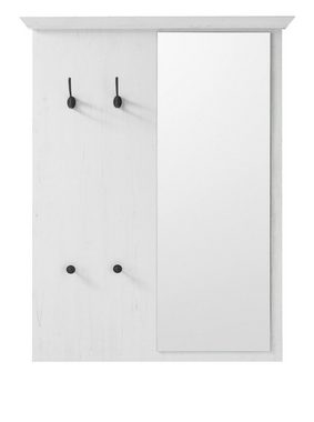 Furn.Design Garderobenpaneel Hooge (Wandgarderobe in Pinie weiß Dekor, 105 x 140 cm), Landhaus modern