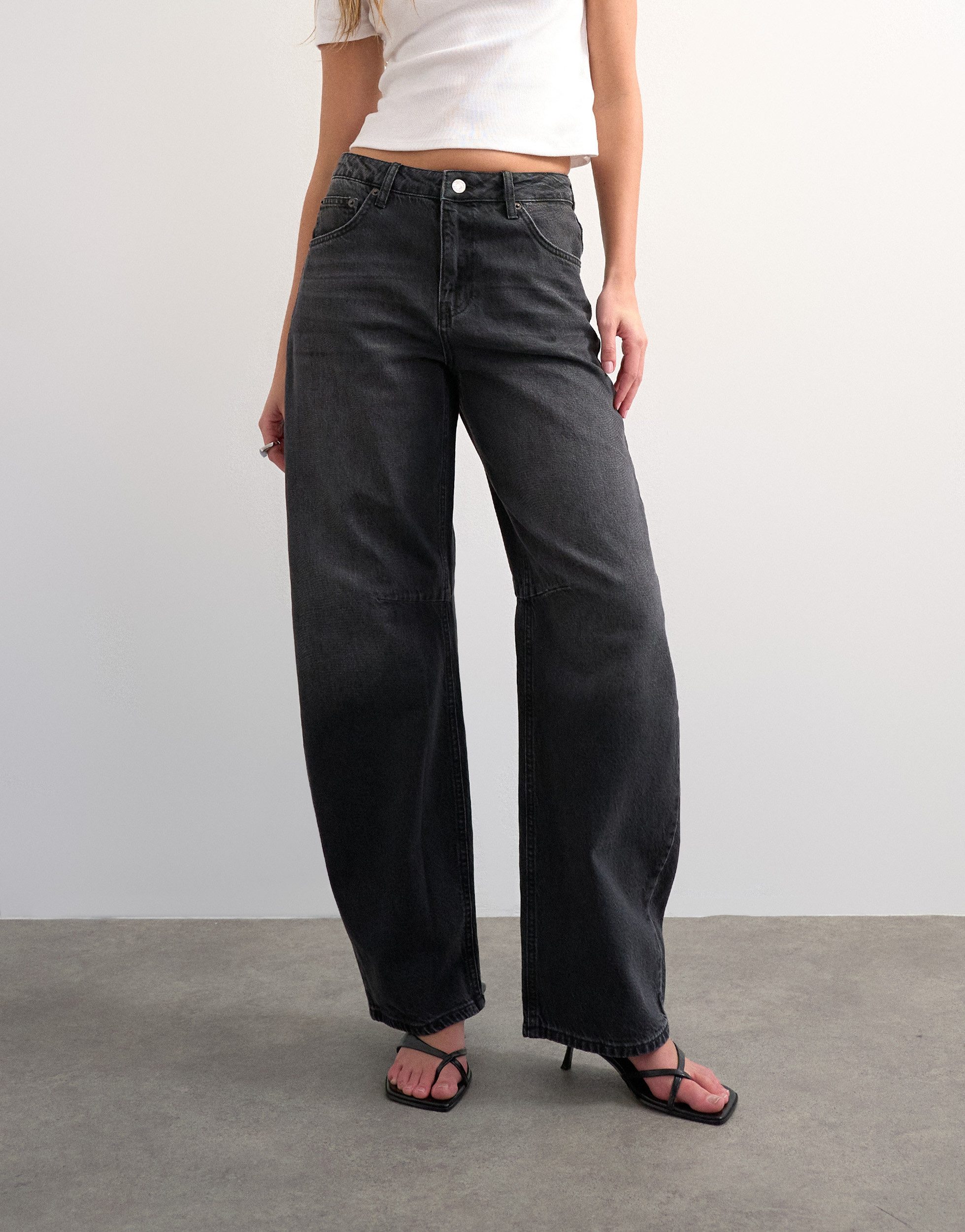 TOPSHOP Weite Jeans TSBARREL HR DENIM JEANS BLW NOOS Baumwolle, barrel fit, high waist