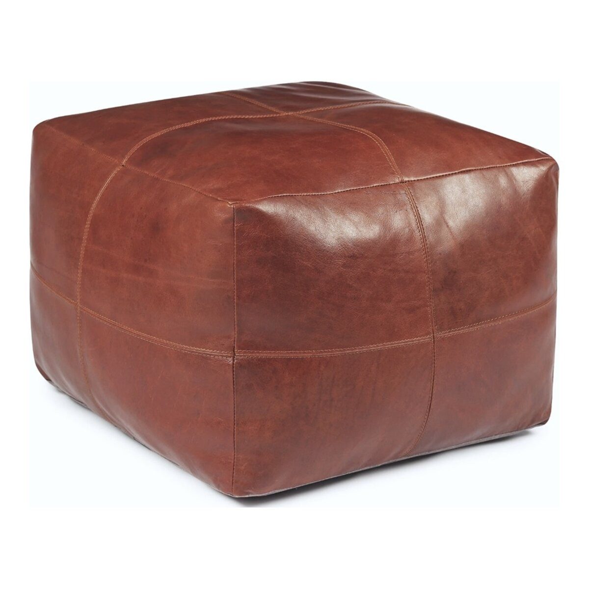 Feeling4Home Pouf Anneta aus Leder 50x50 cm, Braun, Entwickelt mit der Zeit eine charaktervolle, natürliche Patina.