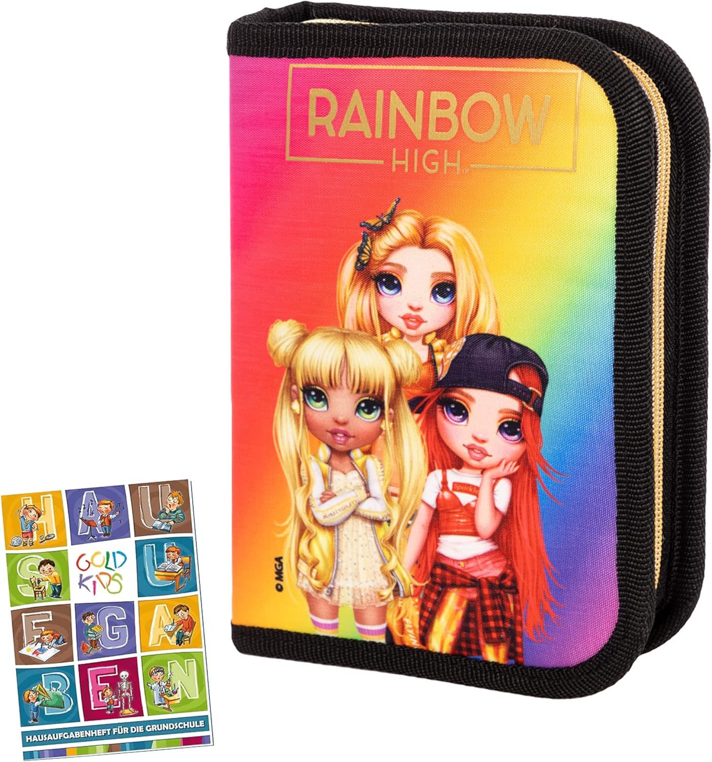 GOLDKIDS Federmäppchen Federmappe, (Federtasche Schüleretui Stiftetasche, 1-tlg., Schlamper-Etui Schul-Etui ohne Inhalt), Golden Style Motiv inkl Hausaufgabenheft