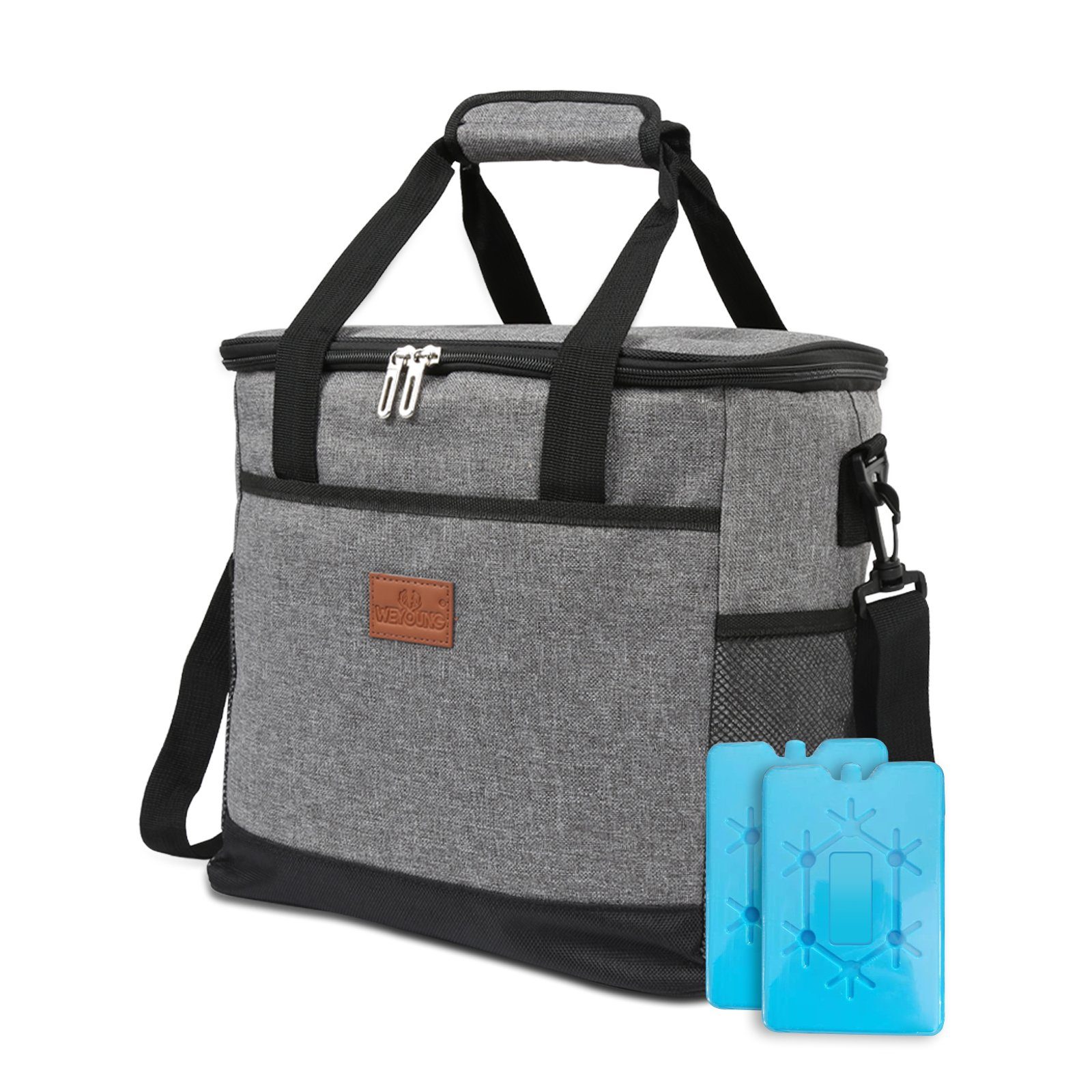 Picknickkorb Kühltasche mit Kühlelemente Picknicktasche Isoliertasche 33L Grau