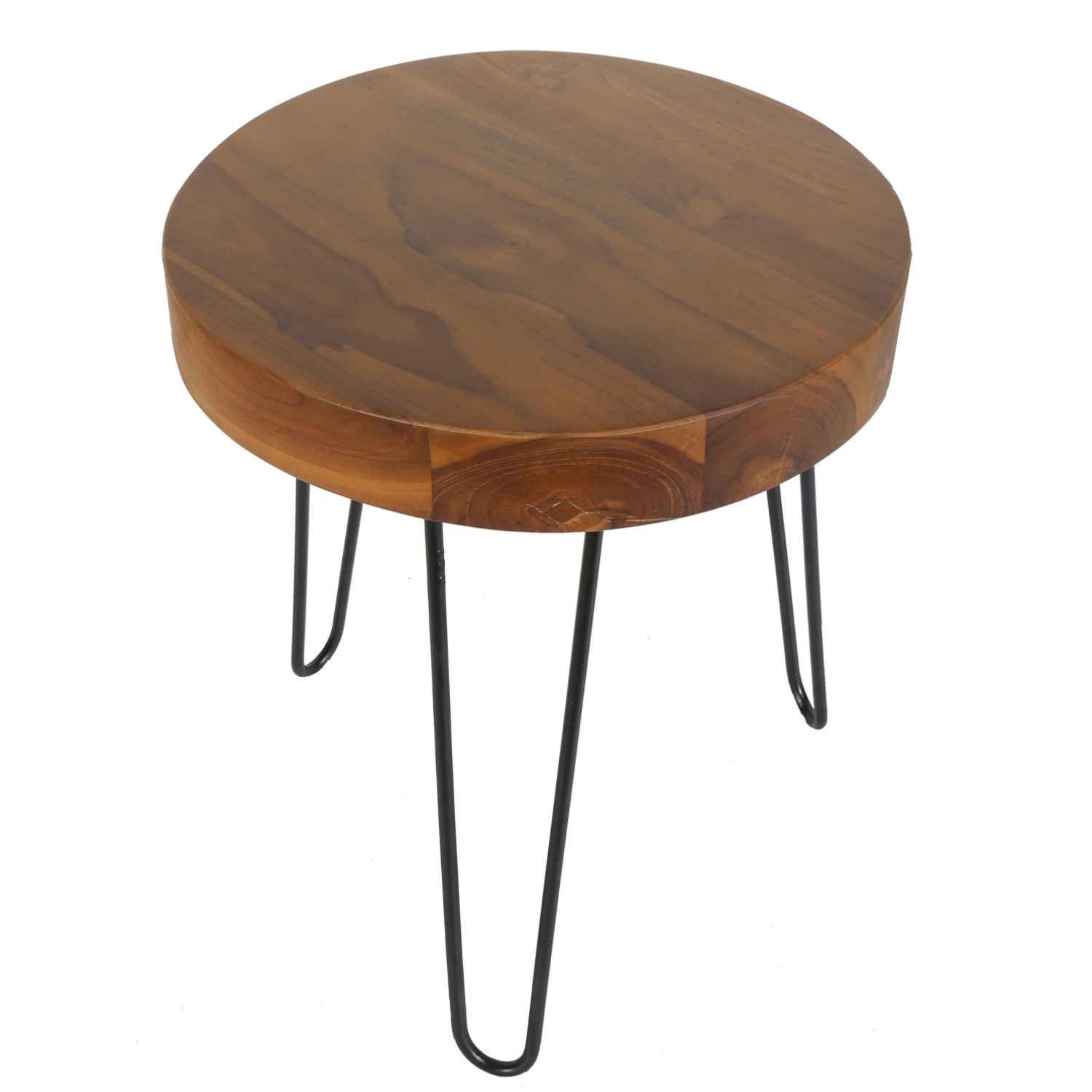 Casa Moro Beistelltisch Beistelltisch Couchtisch Nachttisch Ø 40 cm Massivholz (Ablagetisch Designer Tisch, Beistelltisch mit Haarnadel Beinen), Kunsthandwerk, Jeder Tisch ein Unikat