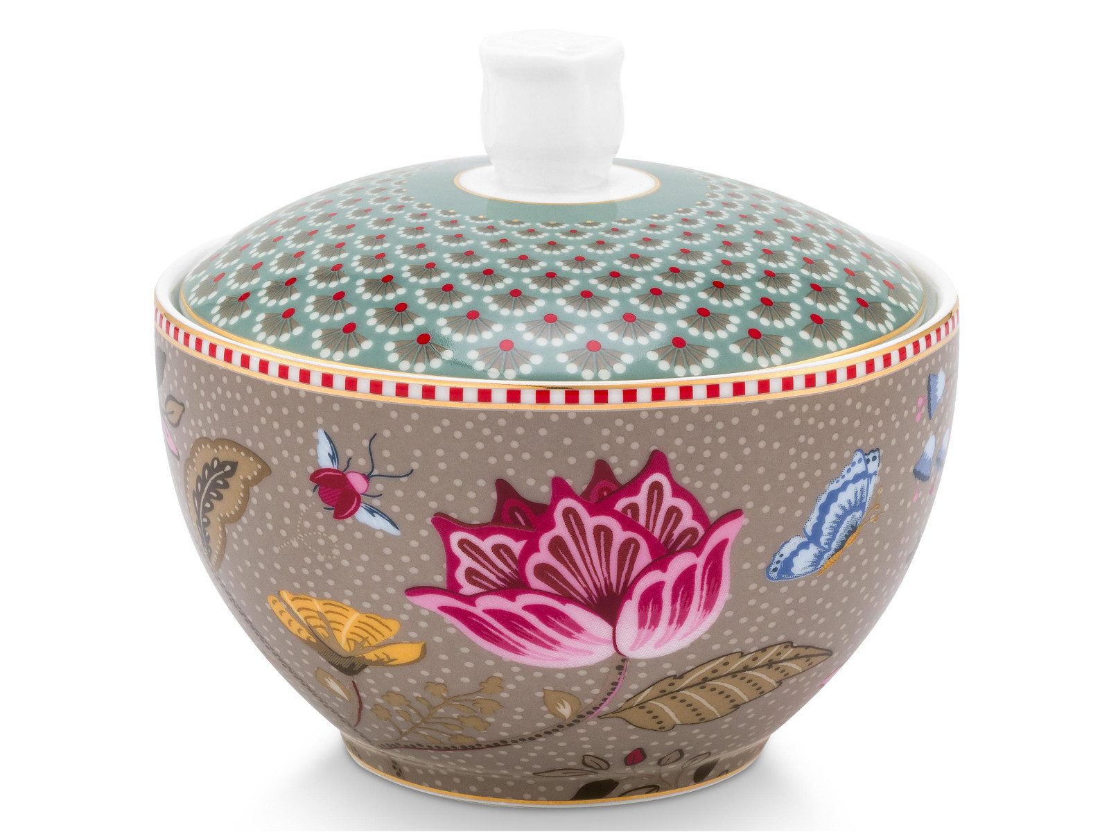PiP Studio Zuckerdose Blooming Tales Fantasy Khaki-Blue Zuckerdose 0,3l, Porzellan