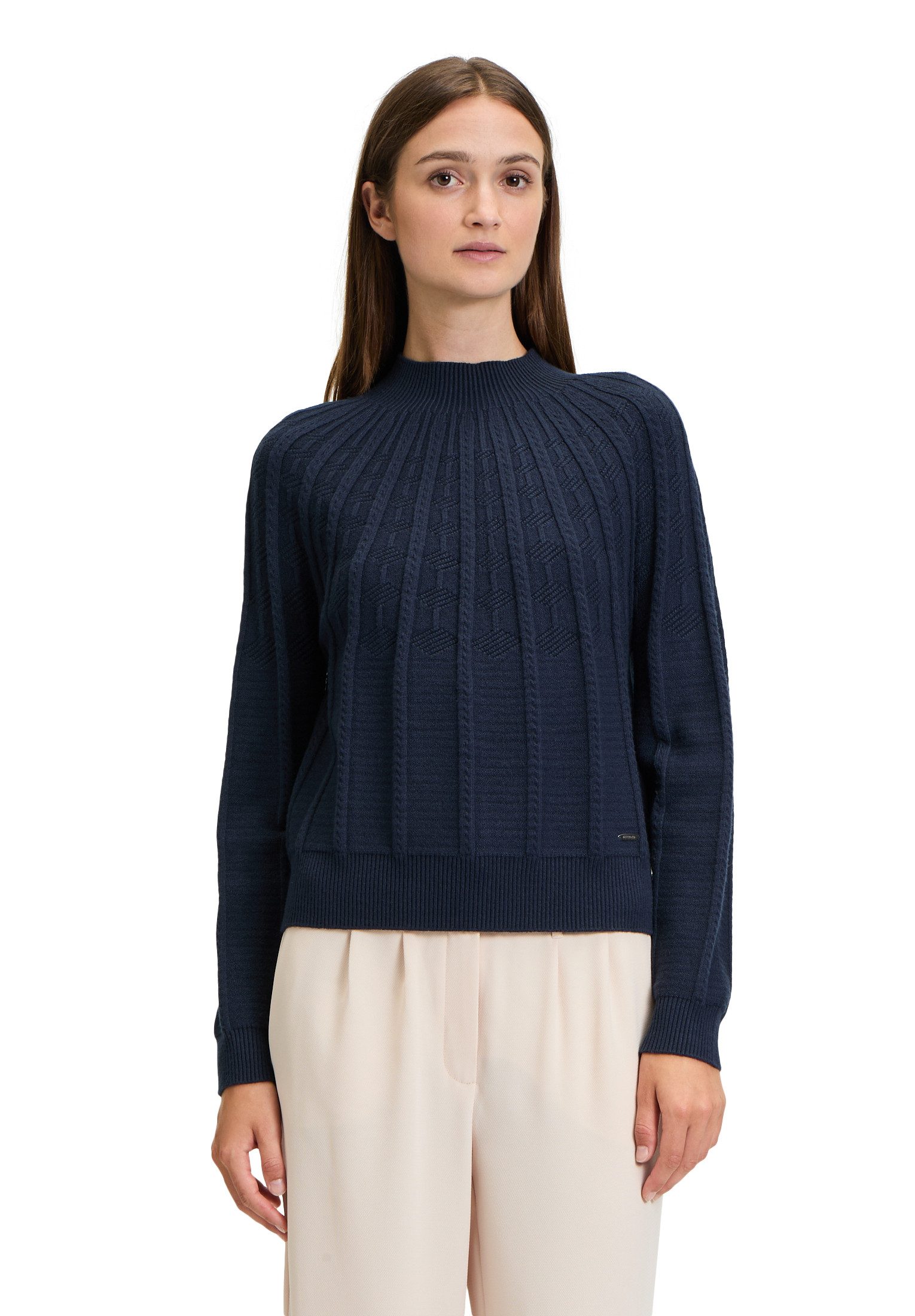 Betty&Co Strickpullover Damen mit Stehkragen (1-tlg) Struktur günstig online kaufen