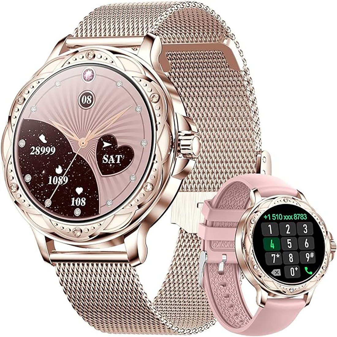 IBETTER Smartwatch, Fitness Tracker Uhr, Damen Herren Smartwatch Smartwatch (Fitnessuhr mit Telefonfunktion 1,2