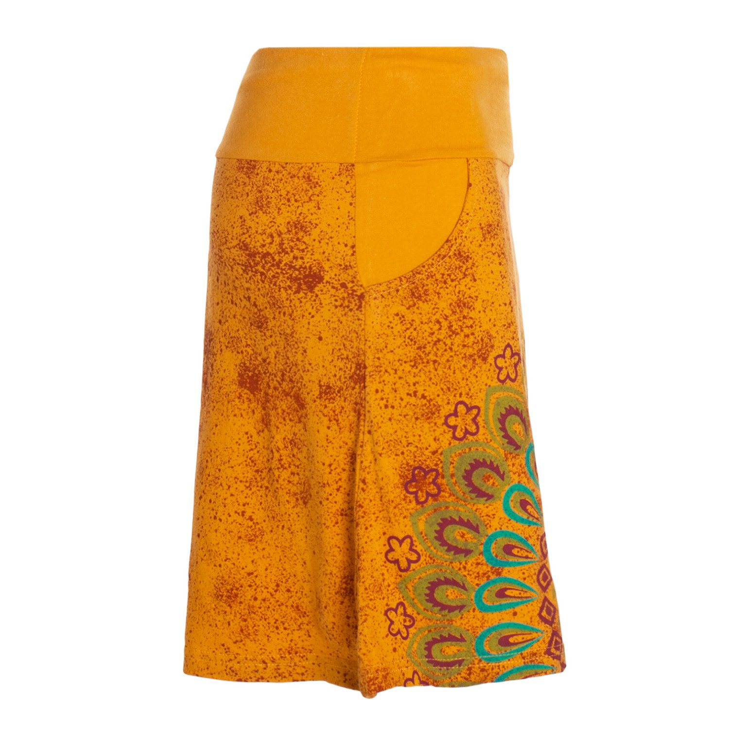Vishes Minirock Damen Baumwolle Blumen-Muster breiter Bund zum Schnüren mit Taschen Alternative Bekleidung, Ethno, Hippie, Retro Style
