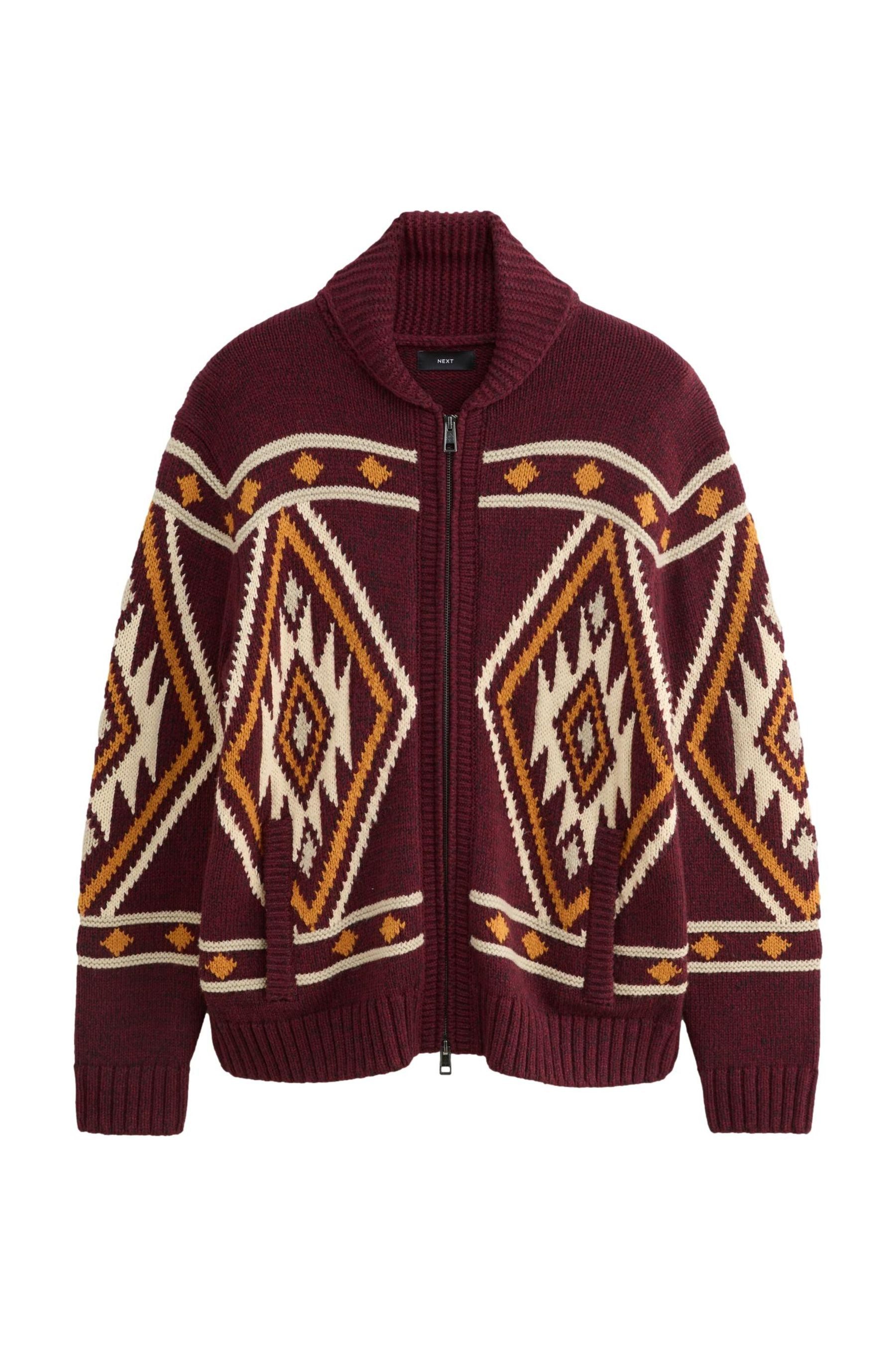 Next Norwegerpullover Regular Fit Strickjacke mit RV + Fairisle-Muster (1-tlg)