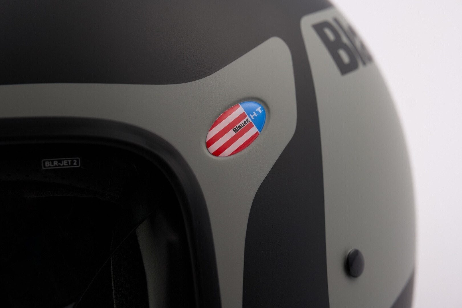 Blauer Motorradhelm Pilot GO Jethelm, integriertes Sonnenvisier