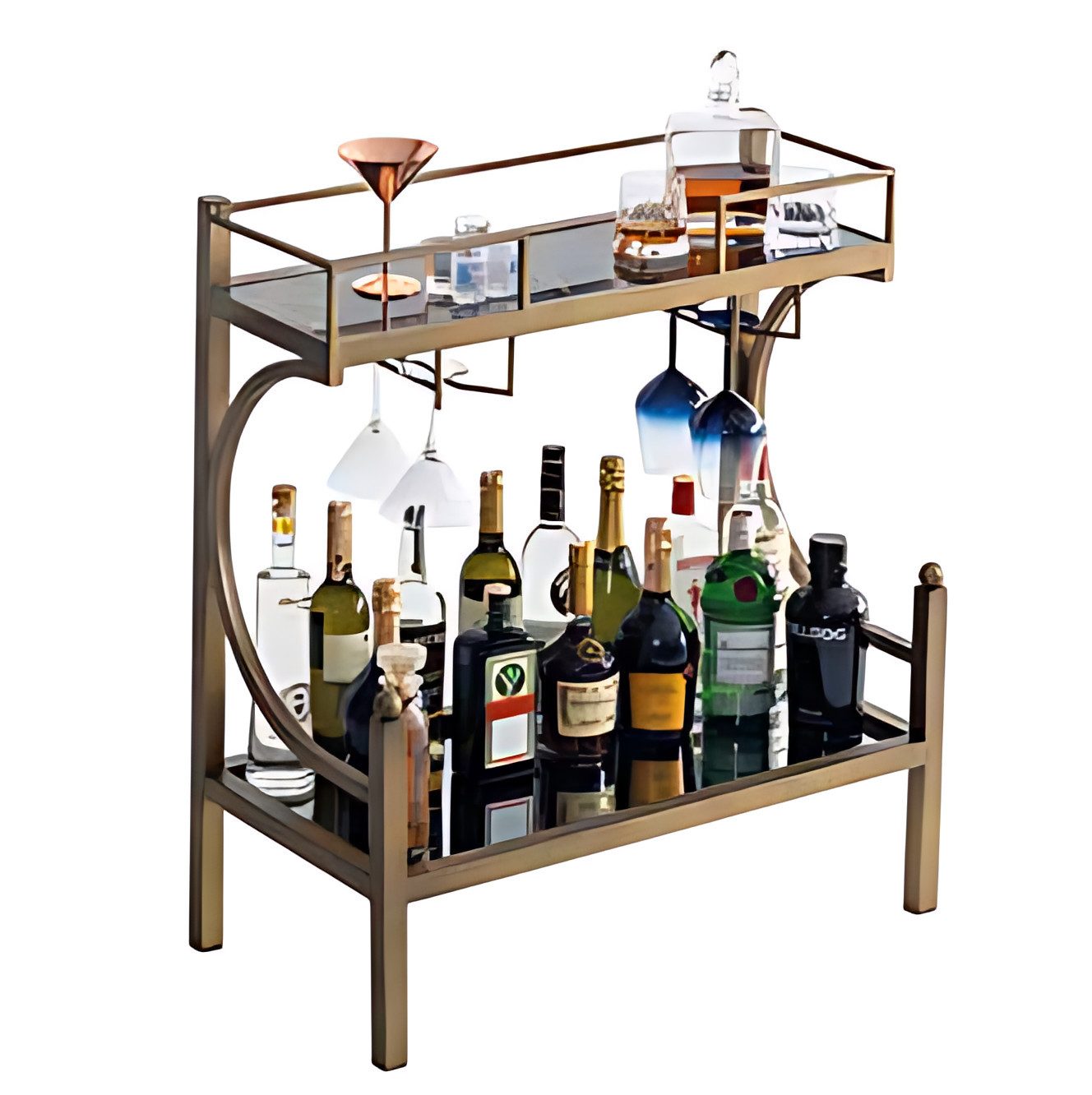 JVmoebel Servierwagen Eleganter Bartisch mit Marmorimitation und Edelstahl-Barschrank, (1 St), Made in Europe