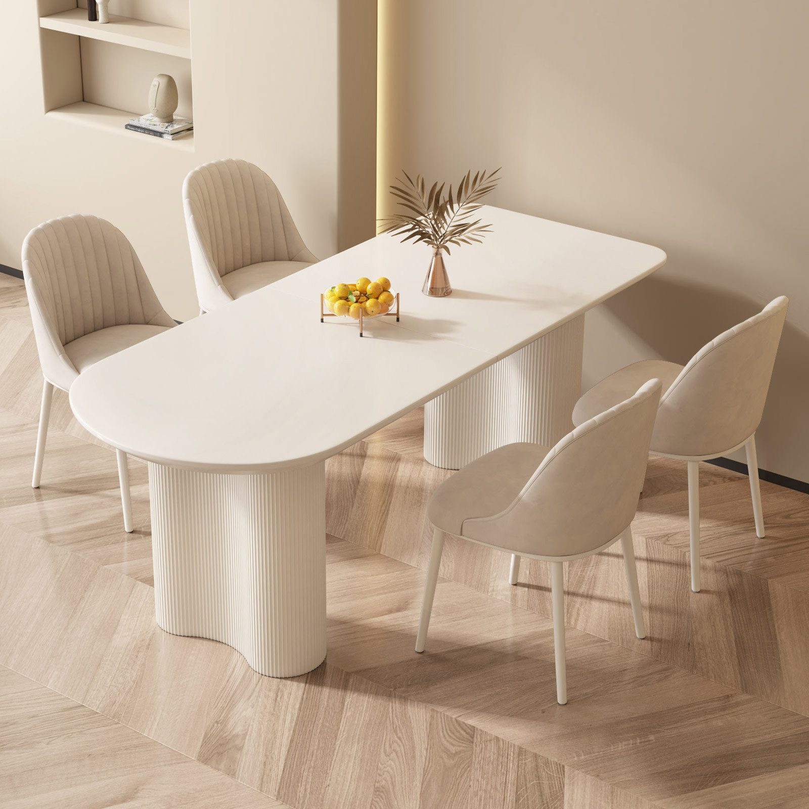 Guyii Esstisch Cremeweiß ovaler 177.8 cm für 4–8 Personen, modern (1-St), Platz für 6-8 Personen