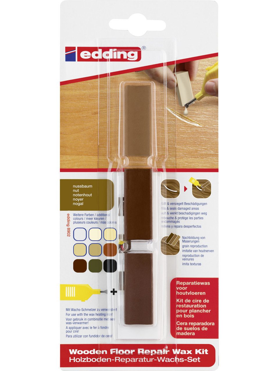 edding Hartholzöl Edding Holzboden-Reparaturwachs-Set 8902 nussbaum