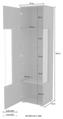 Helvetia Vitrine India (India, 1-St., Vitrine) 45cm weiß Front Hochglanz