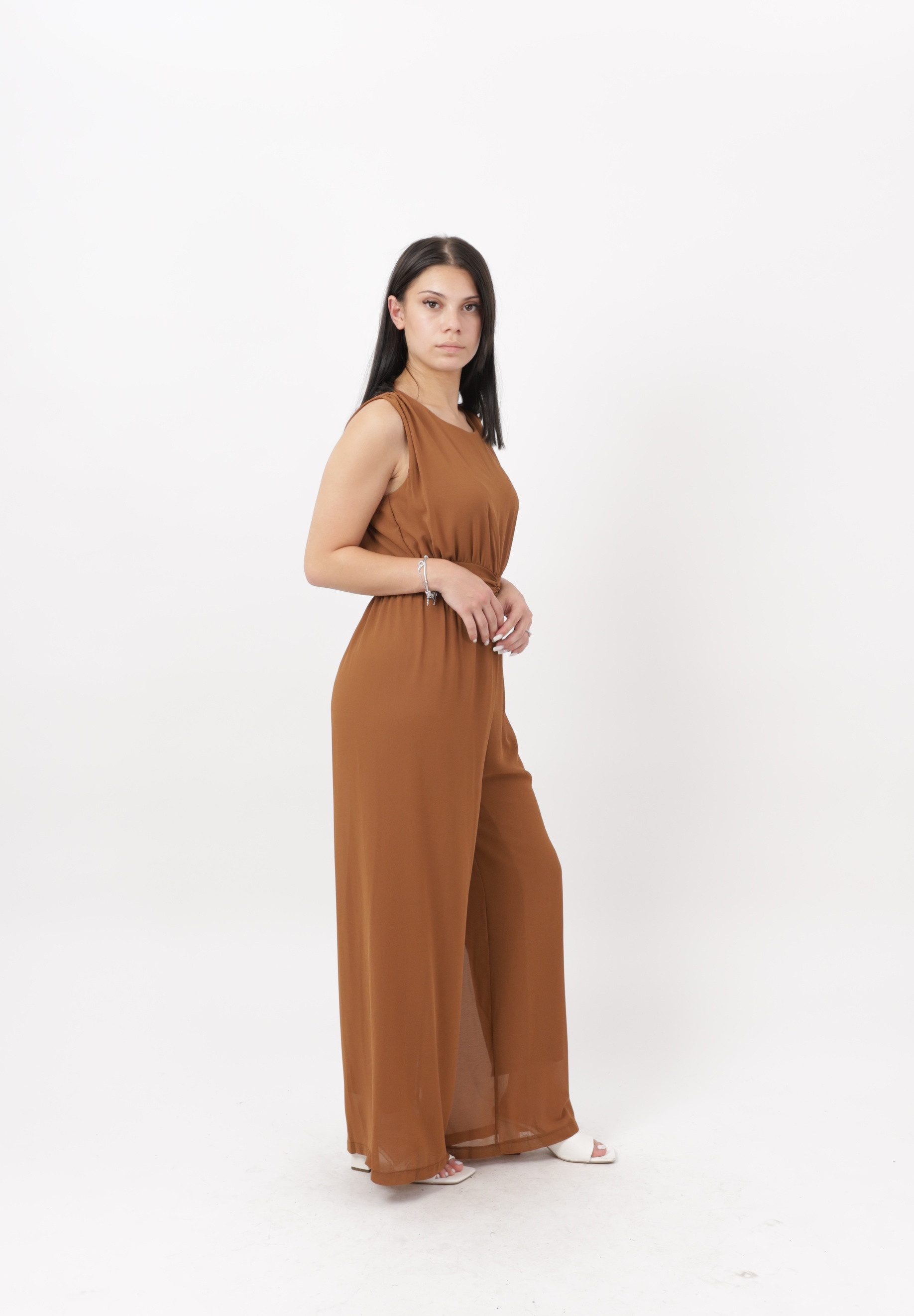 Elara Jumpsuit — Damen Overall mit weitem Bein, Taillenbund und Chiffon-Look
