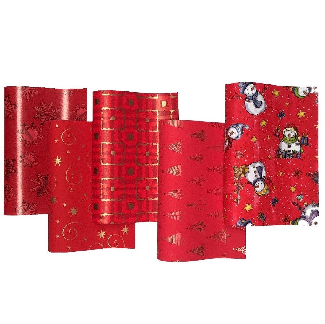 hrb Geschenkpapier Geschenkpapier Weihnachten - 5 Stück à 2m, Weihnachtspapier, 5 verschiedene Motive