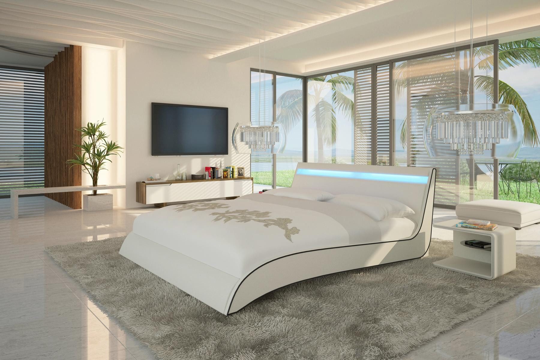 JVmoebel Bett Elegantes Leder-Doppelbett in neutralen Farben für modernes Design (1-tlg), Made in Europa