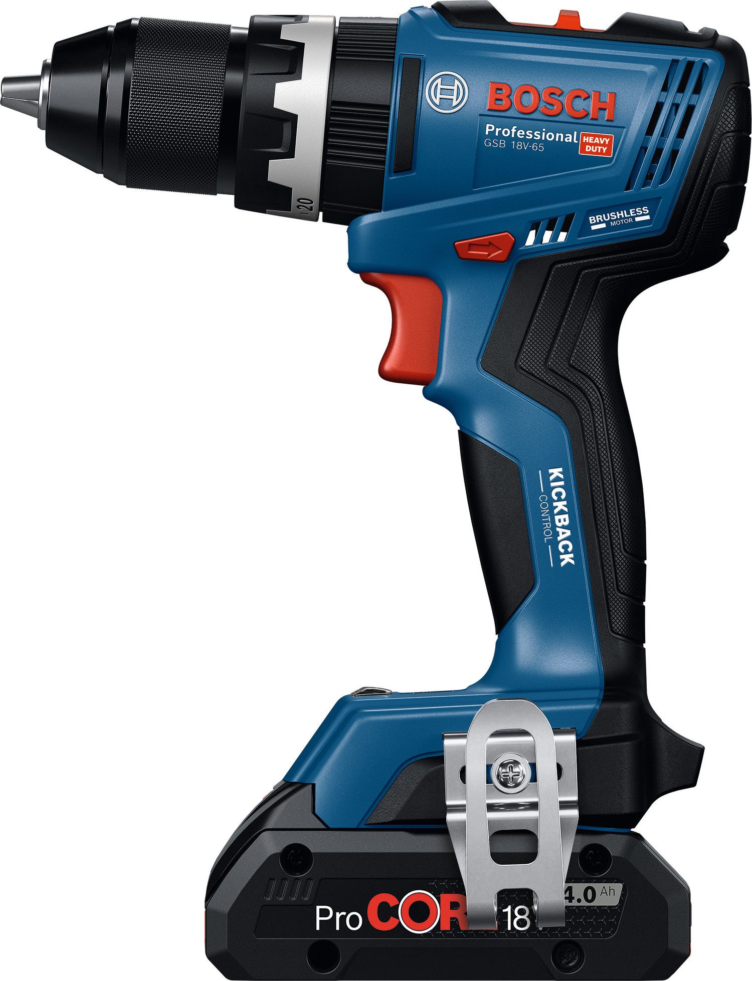 Bosch Professional Akku-Schlagbohrschrauber »GSB 18V-65«, Inkl. 2x Akku GBA 18V 4,0Ah, in L-Case Pick & Click