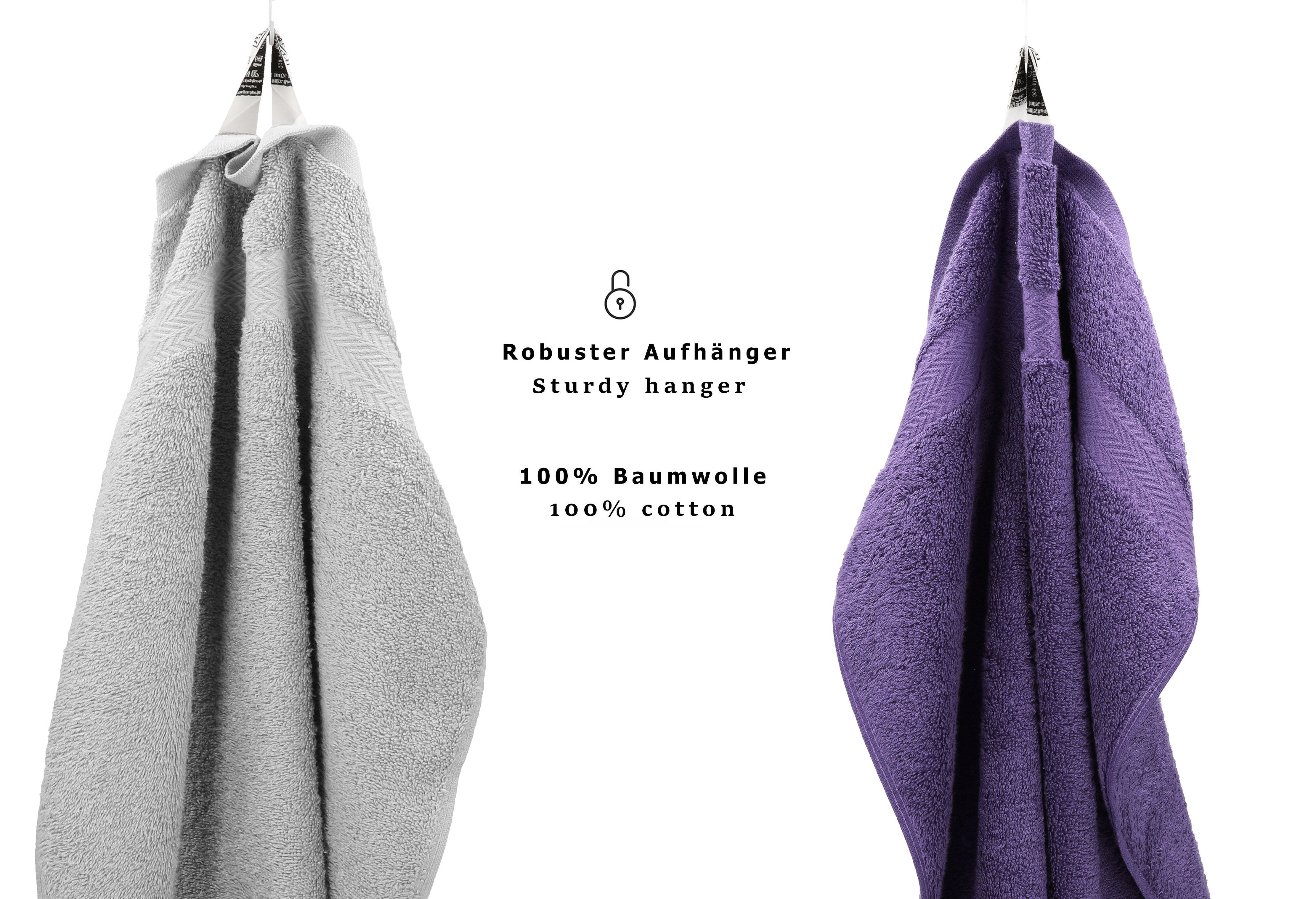 Betz Handtuch Set 10-TLG. Premium Farbe Silber Grau & Lila, 100% Baumwolle (Set, 10-St), Farbe Silber Grau & Lila – Bild 3 von 5