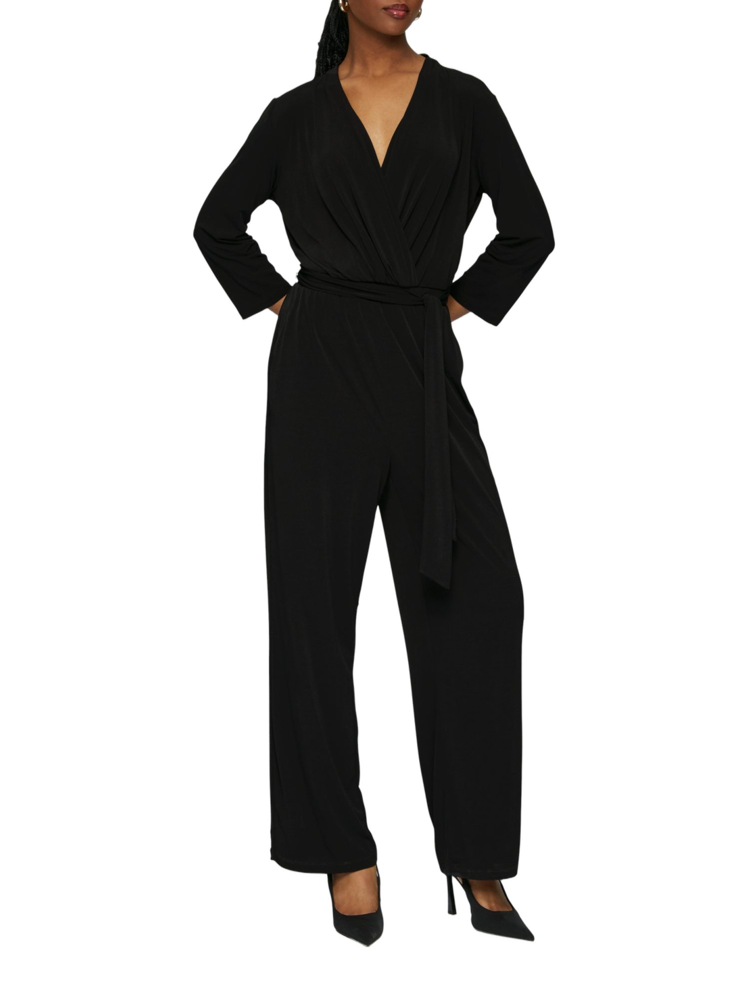 s.Oliver BLACK LABEL Overall grau, Casual, Polyester, Unifarben, V-Ausschnitt, 3/4 Arm, Regular Fit