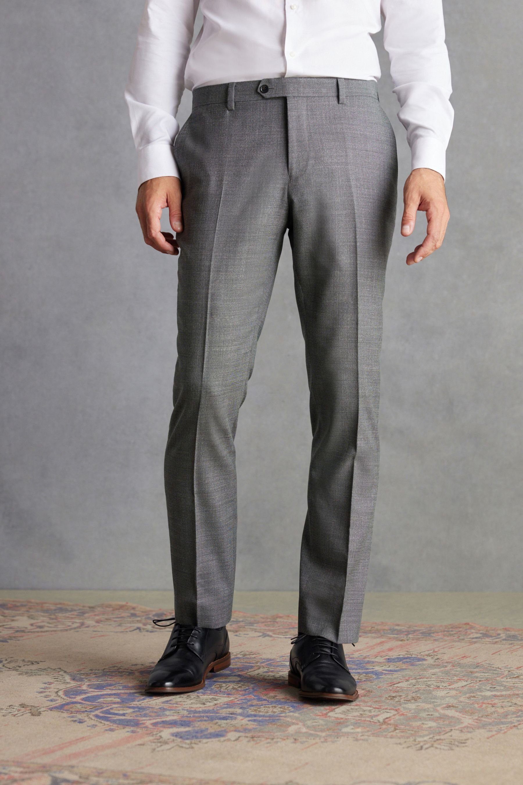 Grey Anzughose Slim Next Signature Fit strukturiertes (1-tlg) Anzughose