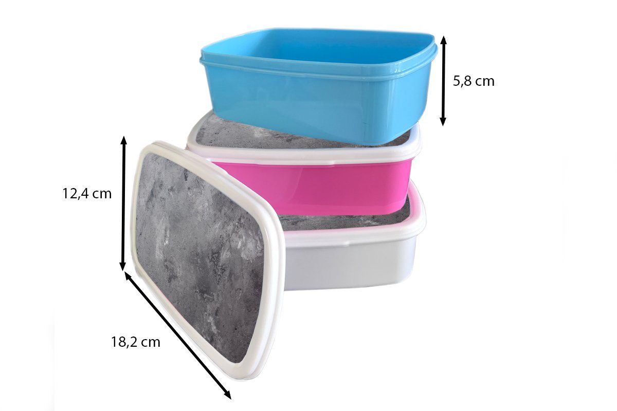 MuchoWow Brotbox Snackbox, - rosa für Grau Kunststoff, (2-tlg), Mädchen, Retro, - Brotdose Beton Kunststoff Kinder, Erwachsene, Lunchbox