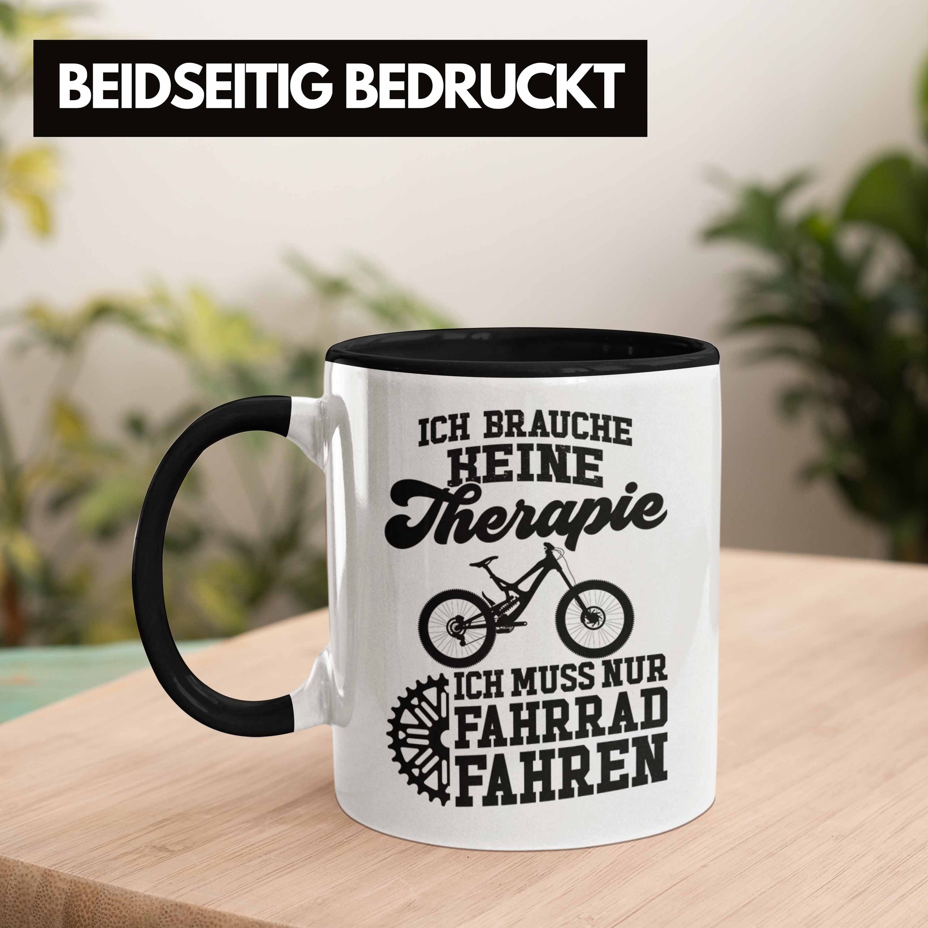 Trendation Tasse Trendation - Fahrrad Schwarz Rennrad Kaffeetasse Radfahrer Bike Therapie Geschenk Tasse Fahrradfahrer Geschenkideen