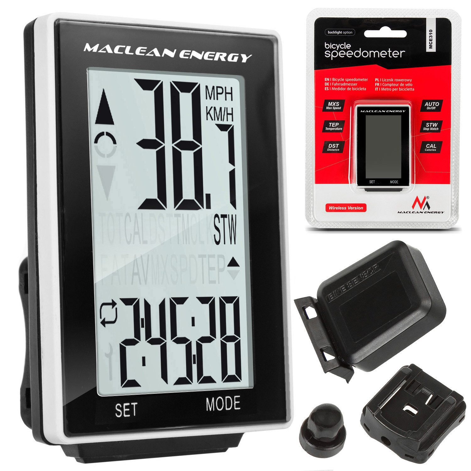 Maclean Fahrradcomputer MCE315, -10℃ ~ 60℃, 40 x 63 x 17mm
