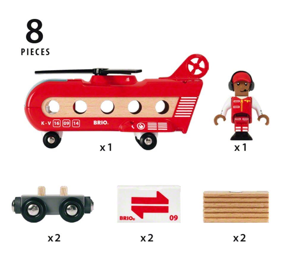 BRIO® Spielzeugeisenbahn-Lokomotive Brio World Hubschrauber Transporthubschrauber 8 Teile 33886