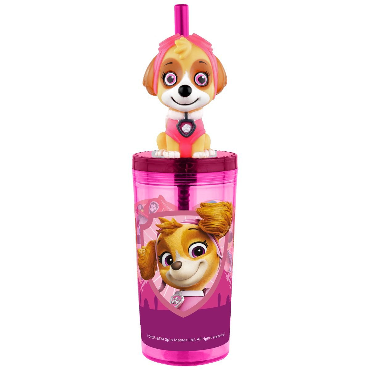 p:os Freizeittasche Trinkbecher PAW PATROL Girl mit 3D Strohhalm rosa 360ml