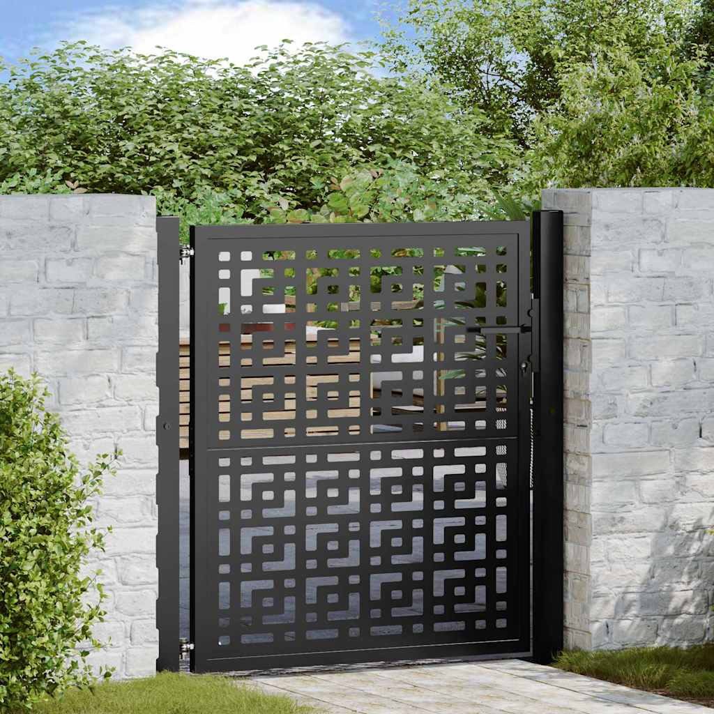 vidaXL Gartentor Gartentor Schwarz 100x100 cm Stahl Kreuz-Design