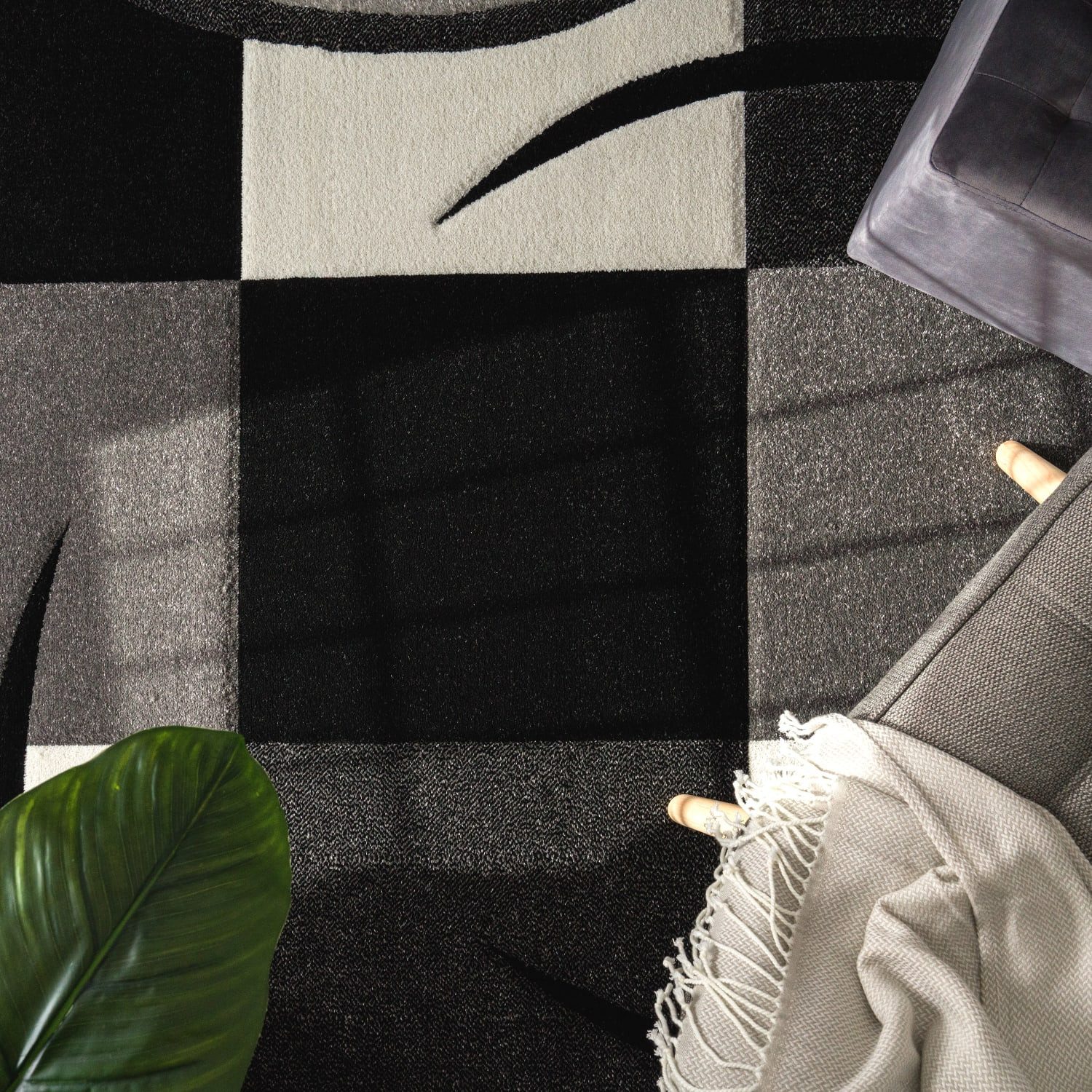 KADIMA DESIGN Teppich Karo Wohnzimmer 100% günstig online kaufen
