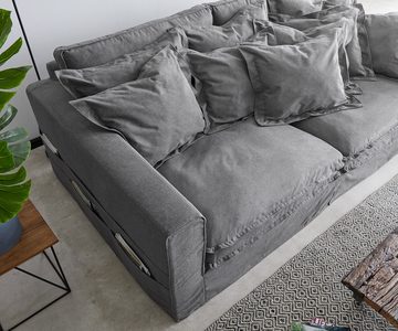 DELIFE Big-Sofa Noelia, Taupe 240x145 cm mit Kissen Hussensofa