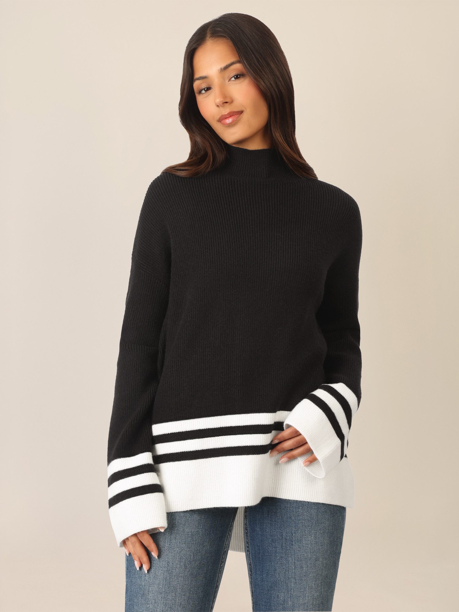 Apart Stehkragenpullover mit Kontraststreifen günstig online kaufen