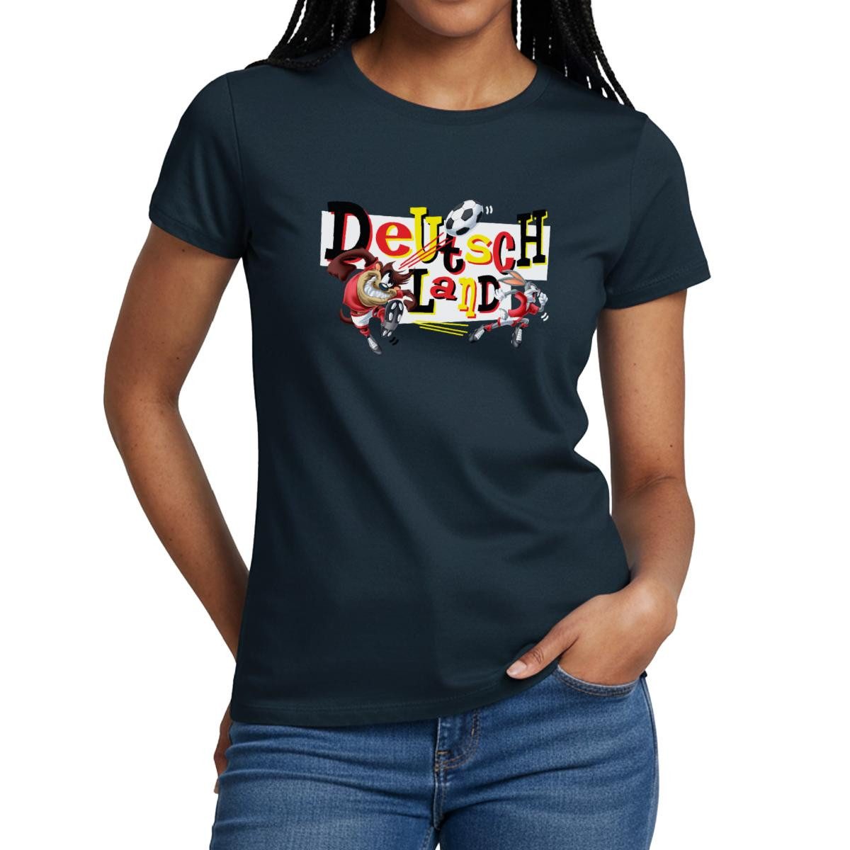 T-Shirt Looney Tunes Bugs Bunny Taz Fußball Deutschland Frauen T-Shirt