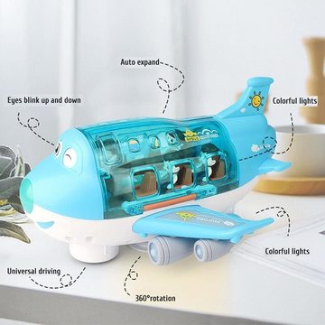 autolock Spielzeug-Flugzeug Elektrisches Flugzeugspielzeug,drehbares Flugzeug mit Licht, Musikeffekten,360-Grad-Drehung und Automatisch öffnender Schale