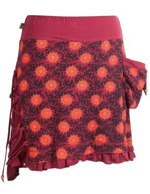 Vishes Minirock Kurzer Baumwollrock zum Überziehen Asymmetrisch Festival, Boho, Goa, Hippie Style